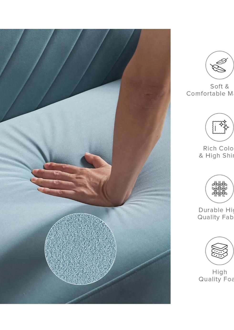 Light Blue Velvet Futon Sofa Mapio - photo 2