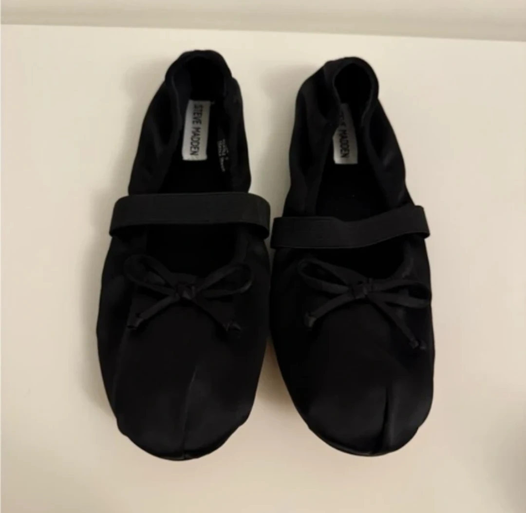 Steve Madden Black Satin Ballet Flats Size 10.5/11 NEW - photo 3