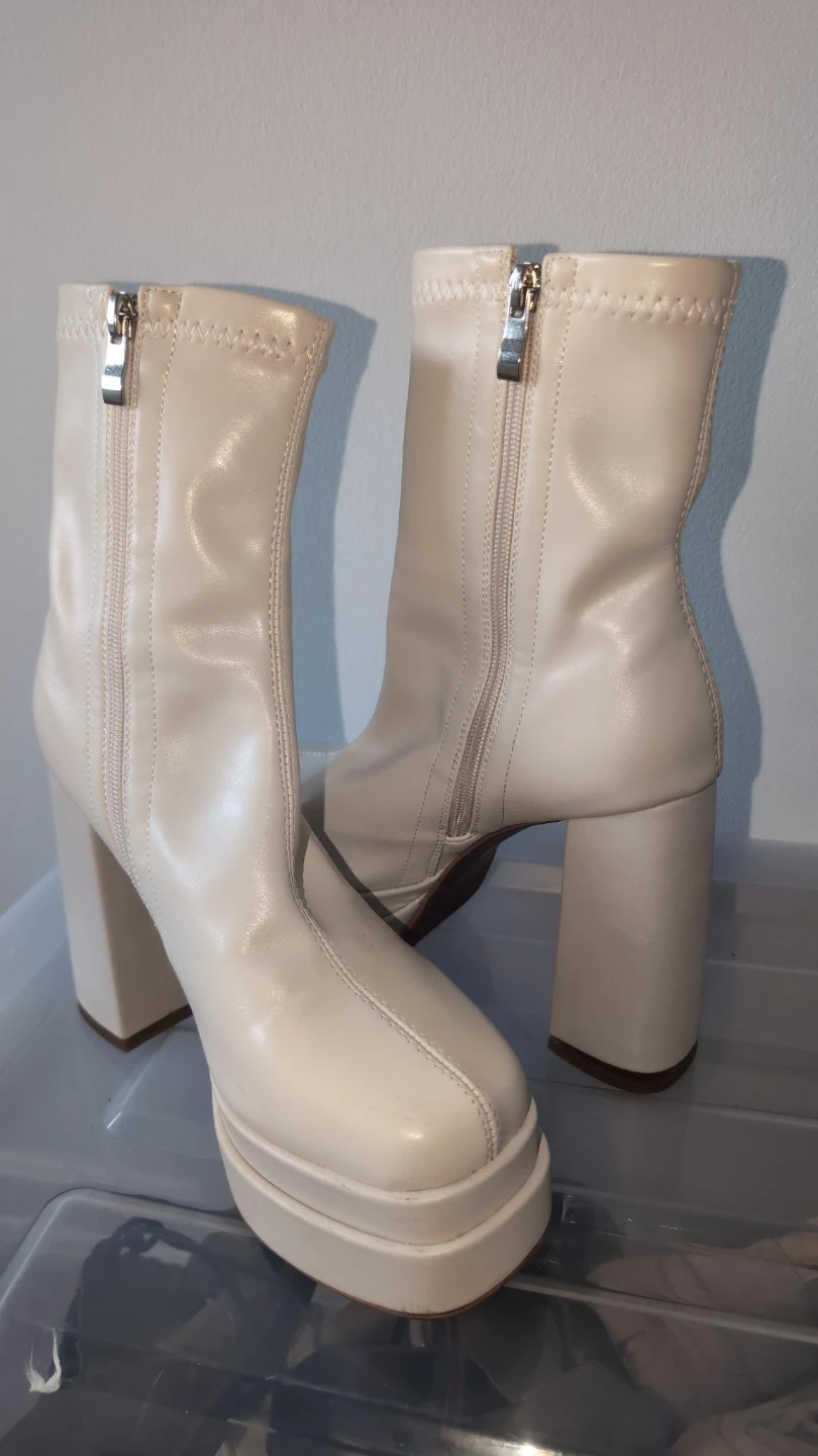 White Leather Platform Boots