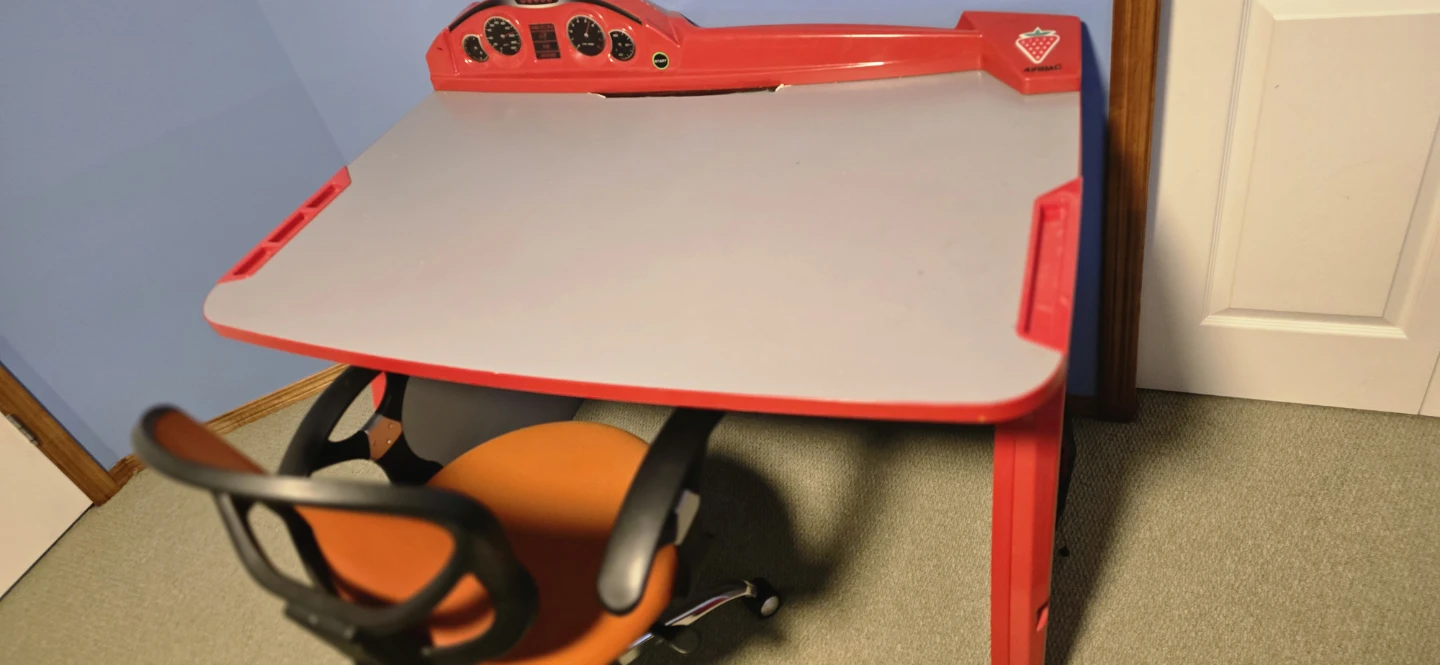 Red and Grey Kids Desk with Orange Chair