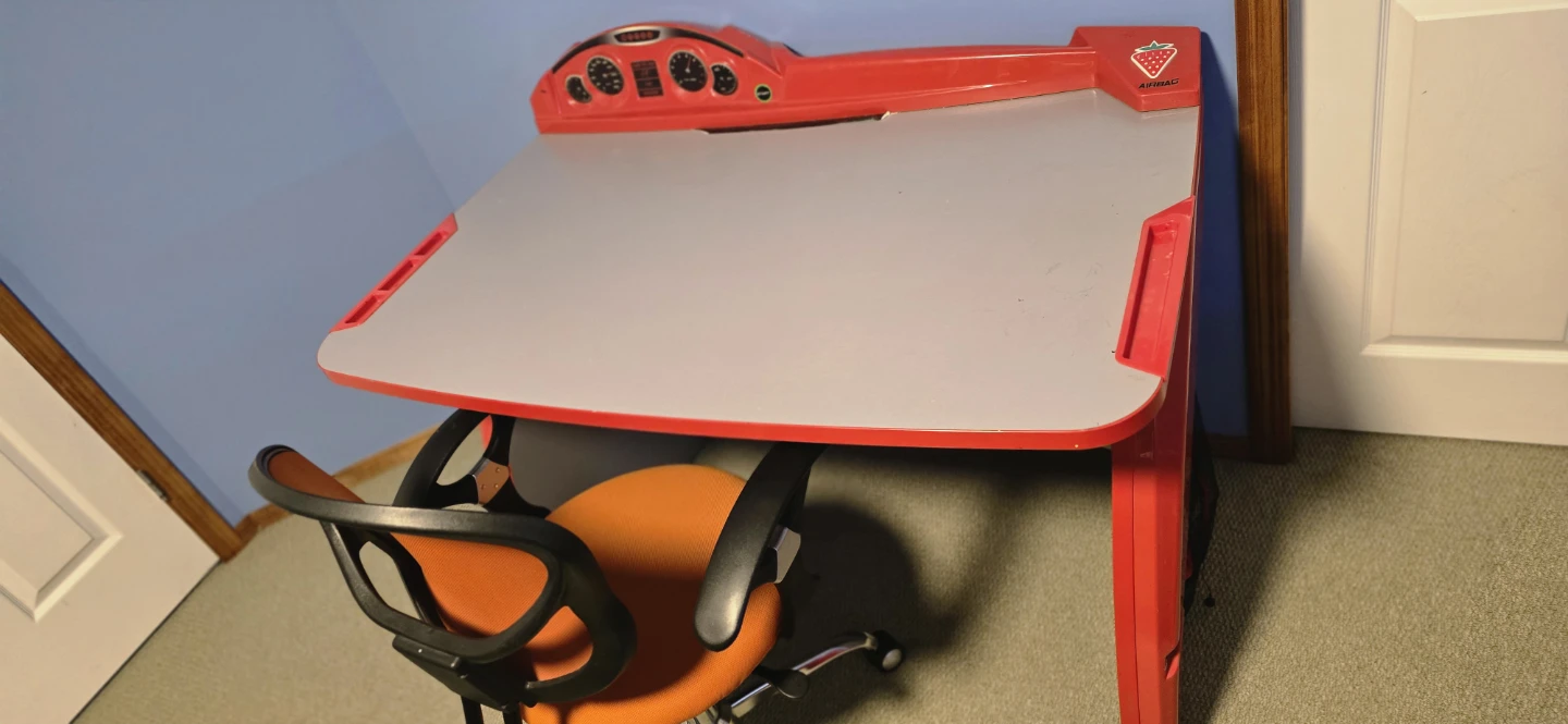 Red and Grey Kids Desk with Orange Chair - photo 2