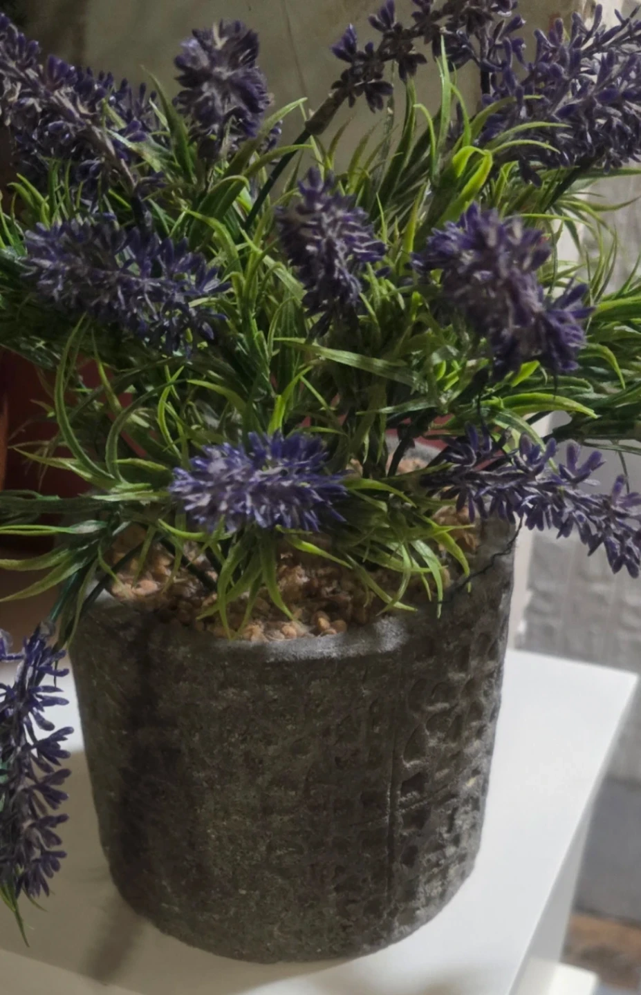 🥕Artificial Lavender Plant in beautiful Stone Pot