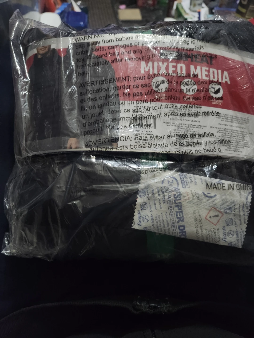 32 Degrees Mixed Media Black Jacket - Large