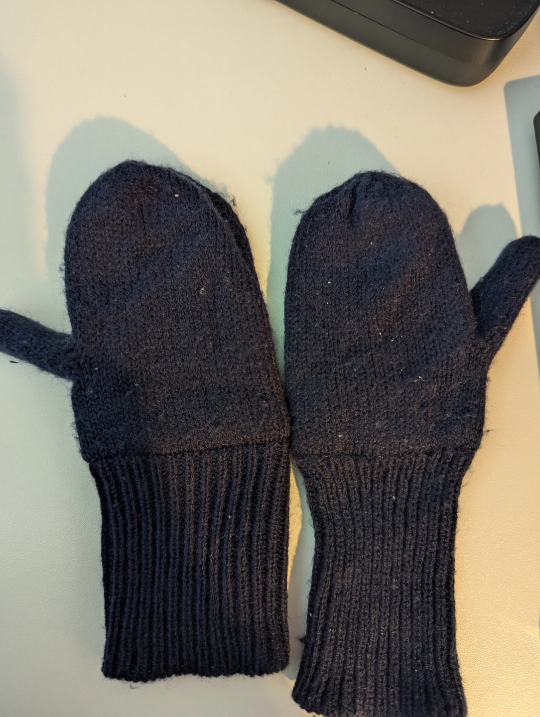 🧡 Kid Navy Blue Knit Mittens