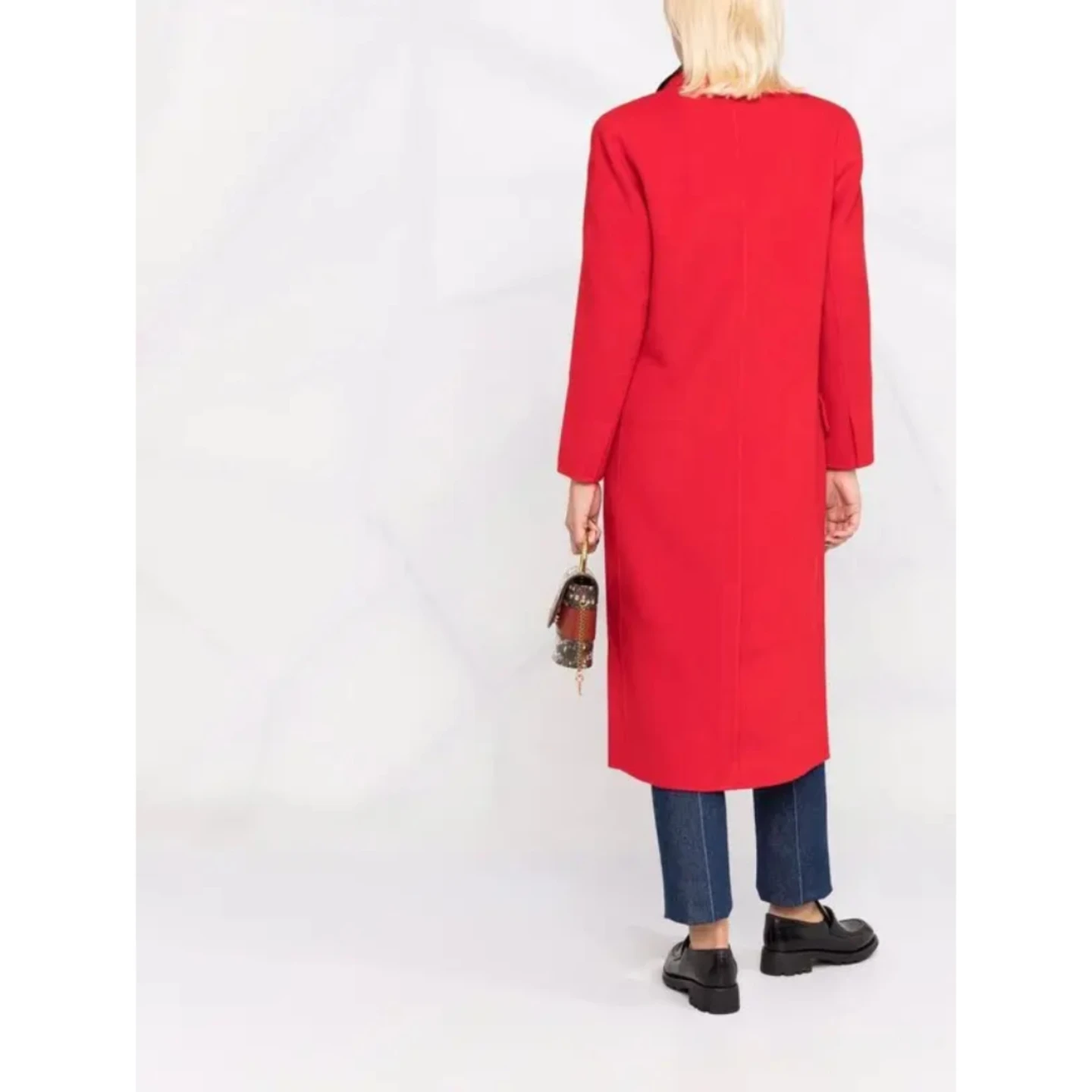Sandro Red Double-Breasted Wool Blend Coat - photo 4