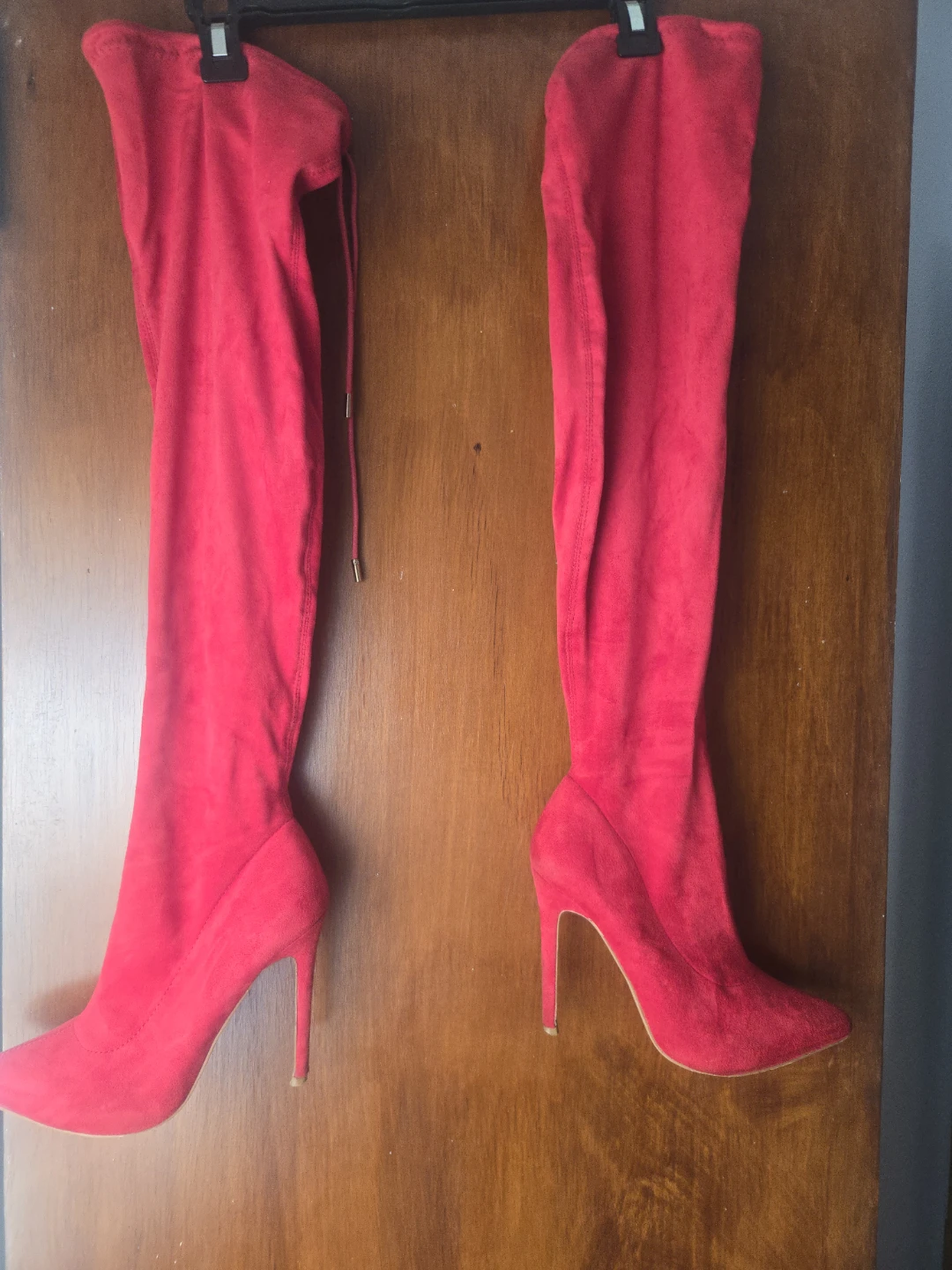 Red Suede  Over-the-Knee Stiletto Boots - photo 2