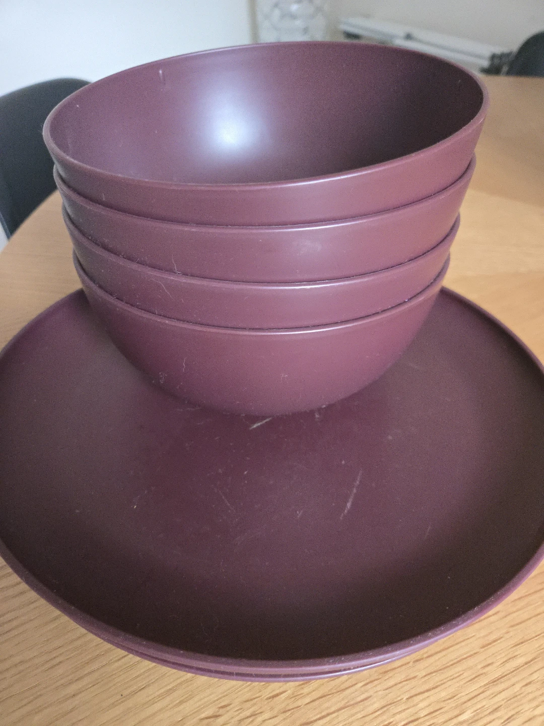 Plastic bowls and plates