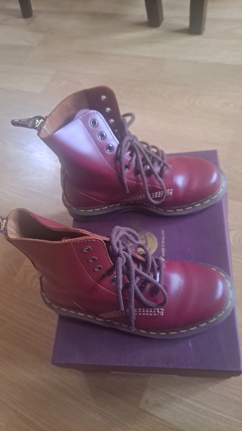 Made in England  Dr. Martens Red Leather 1460 Ankle Boots