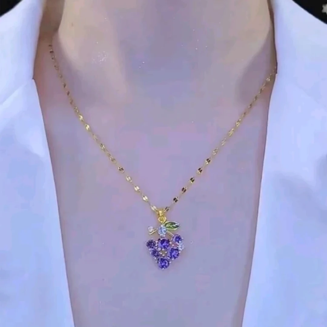 Grape Charm Necklace - Gold Tone - photo 2