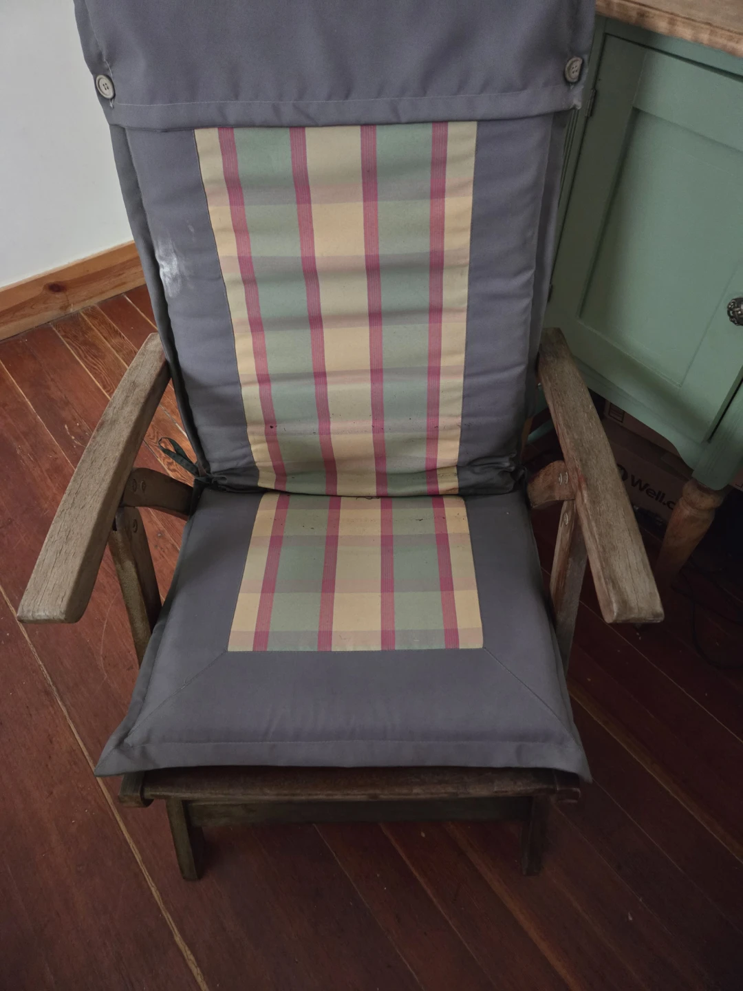 Wooden Deck Chair with Padded Cushion