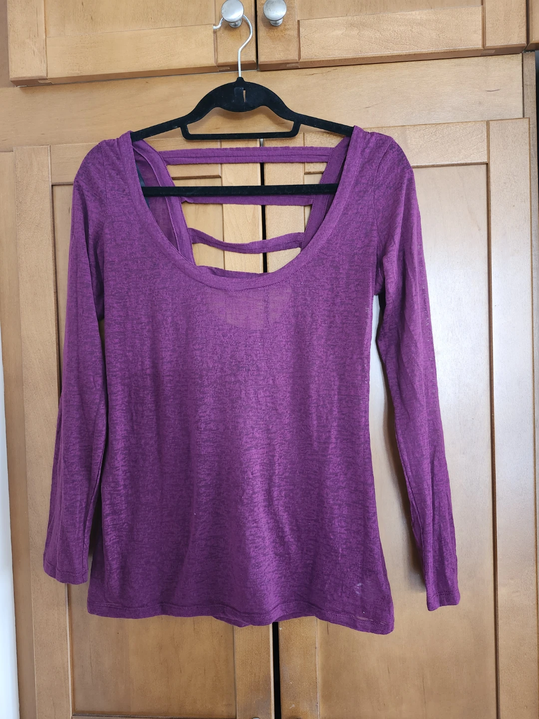 Purple long sleeve criss-cross back top