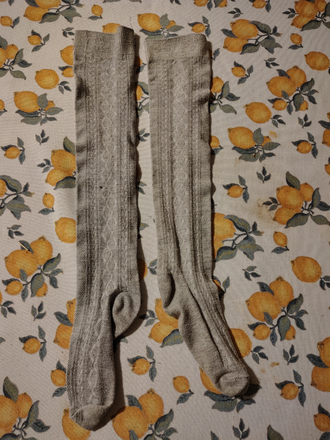 Grey Textured over the Knee-High Socks