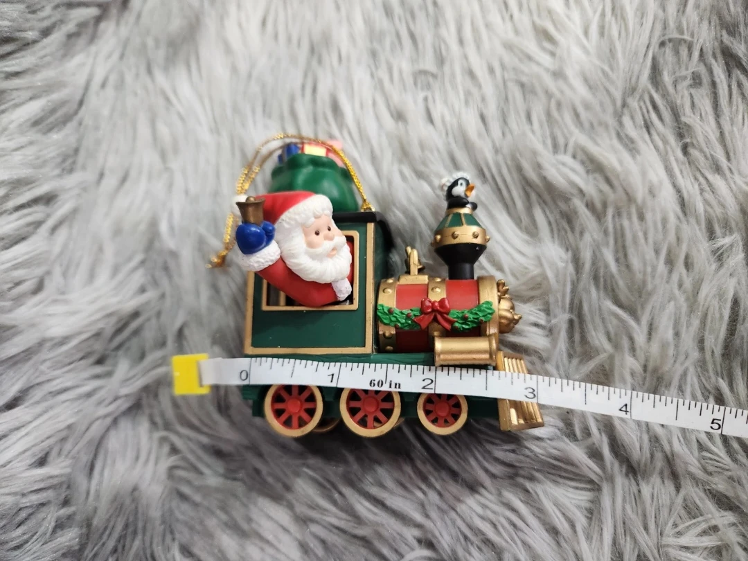 Christmas Train Ornament with Santa and Penguin - photo 4