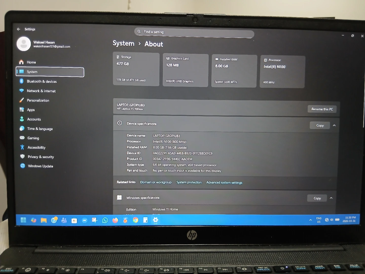 HP Laptop 15-ef0xxx