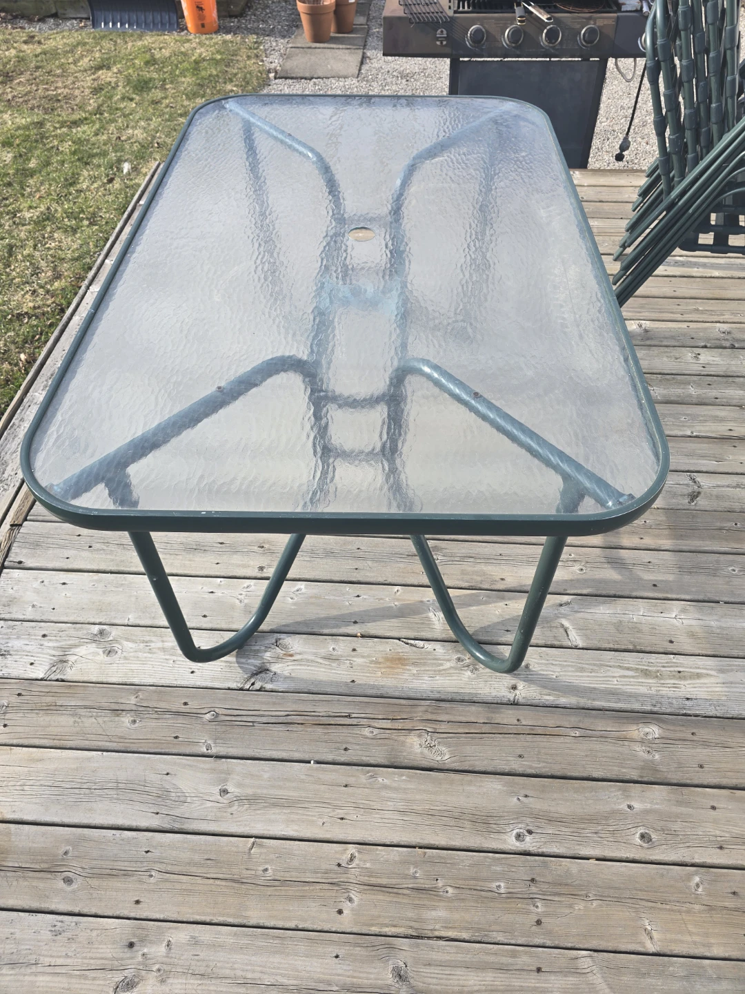 Stackable Patio Chairs and Glass Table Set - photo 2