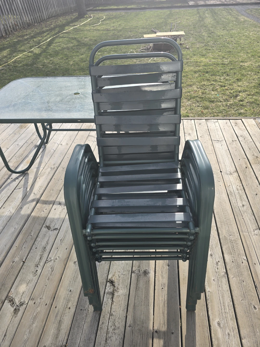 Stackable Patio Chairs and Glass Table Set - photo 4