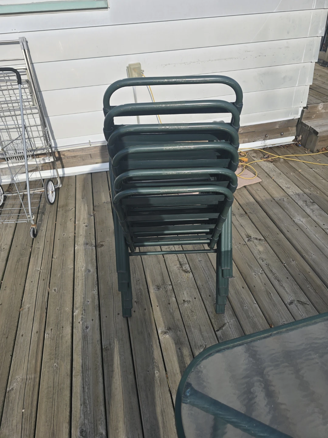 Stackable Patio Chairs and Glass Table Set - photo 5