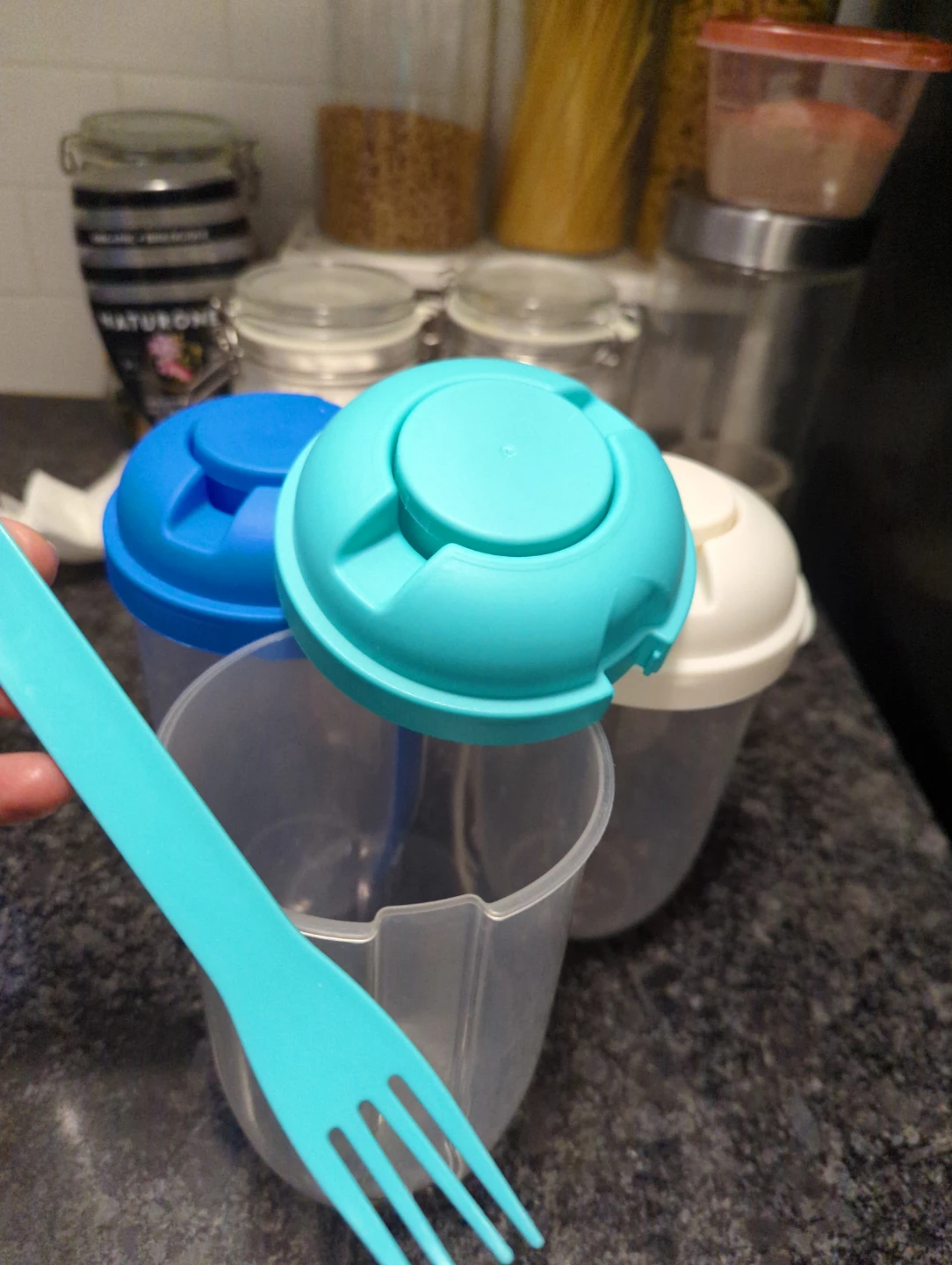 Set of 3 Salad Shaker Cups with Forks - photo 4