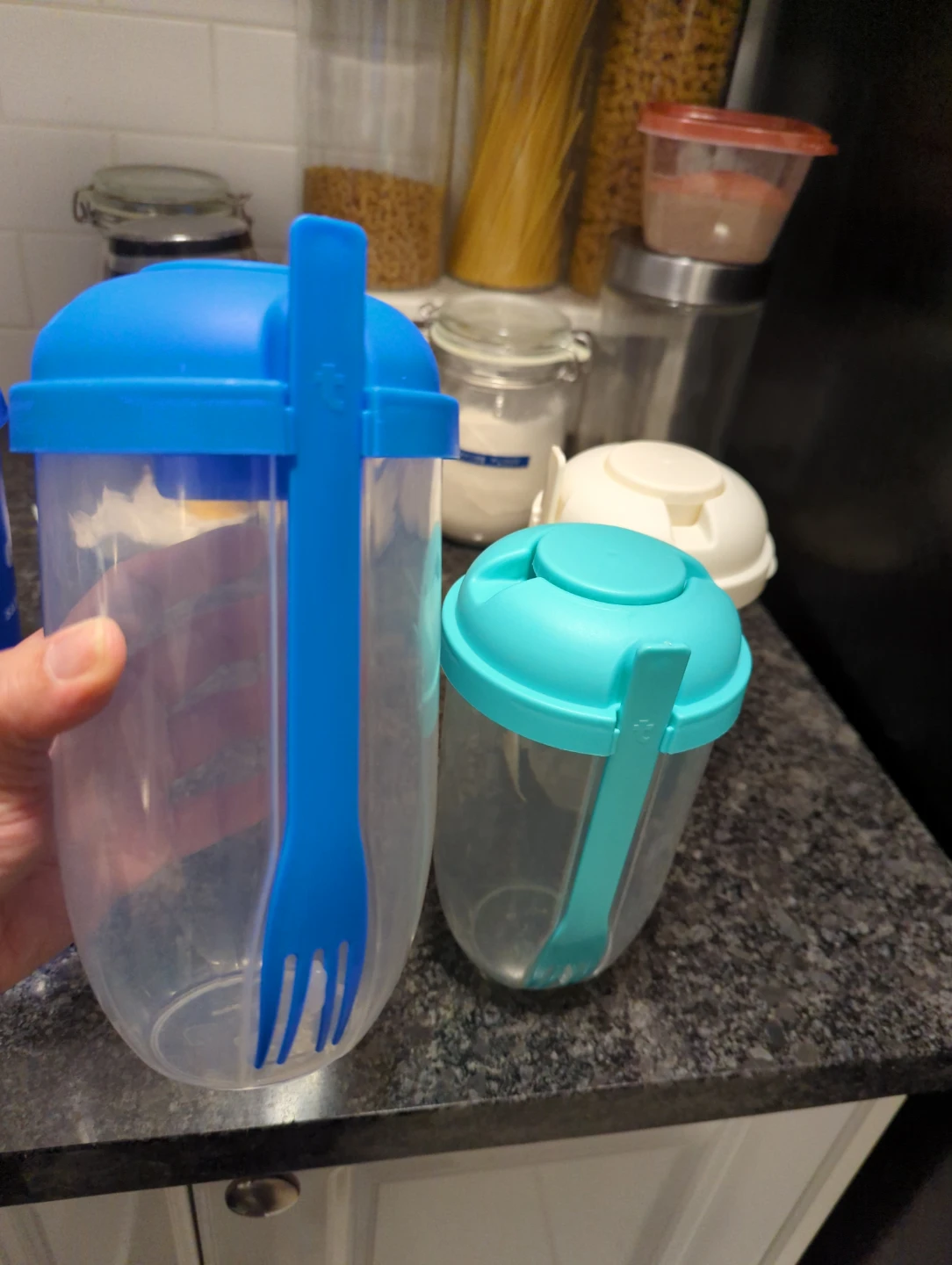 Set of 3 Salad Shaker Cups with Forks - photo 5