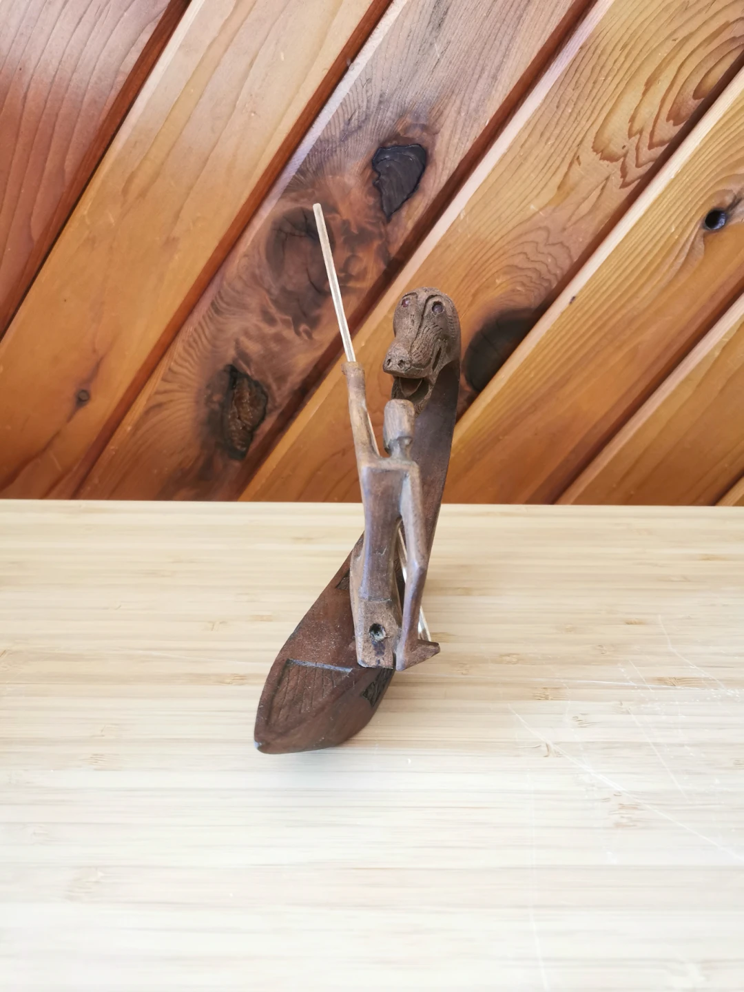Vintage Dragon Boatman Sculpture – Hand-Carved Folk Art - photo 2