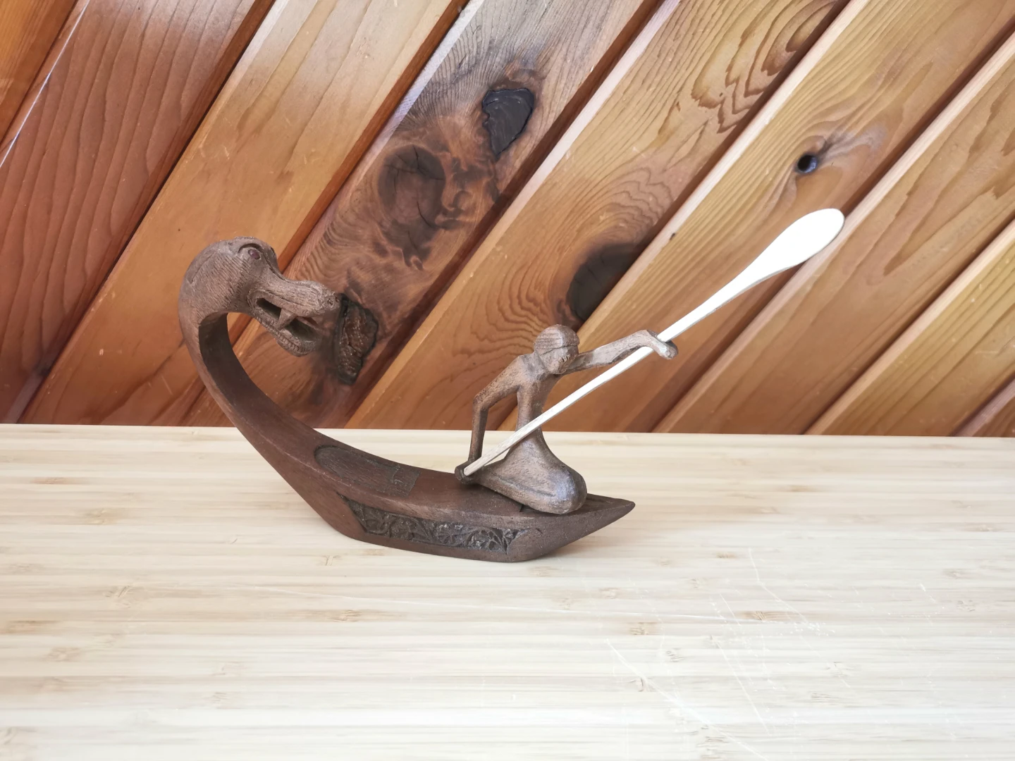 Vintage Dragon Boatman Sculpture – Hand-Carved Folk Art - photo 5