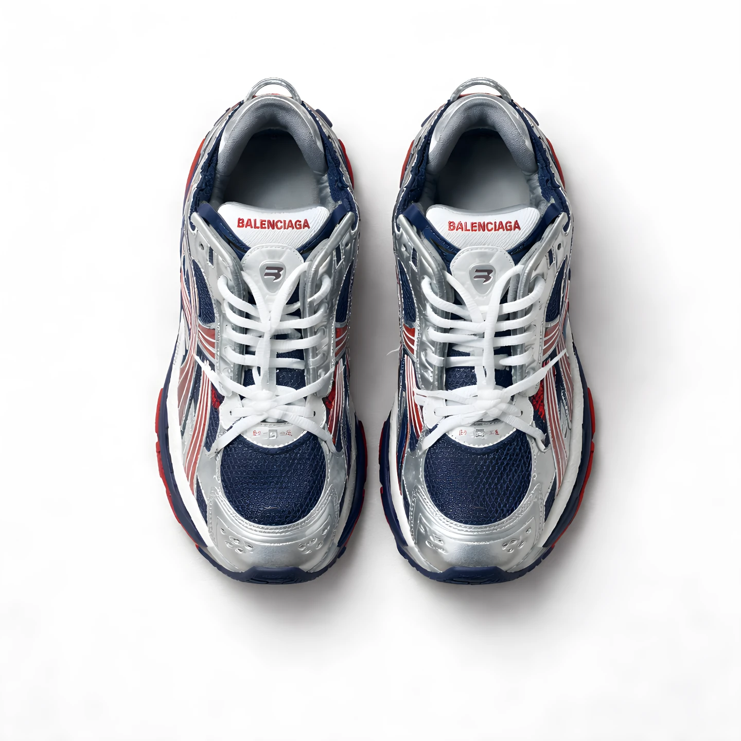 Balenciaga Men's Speed Runner Sneakers Navy Silver Red