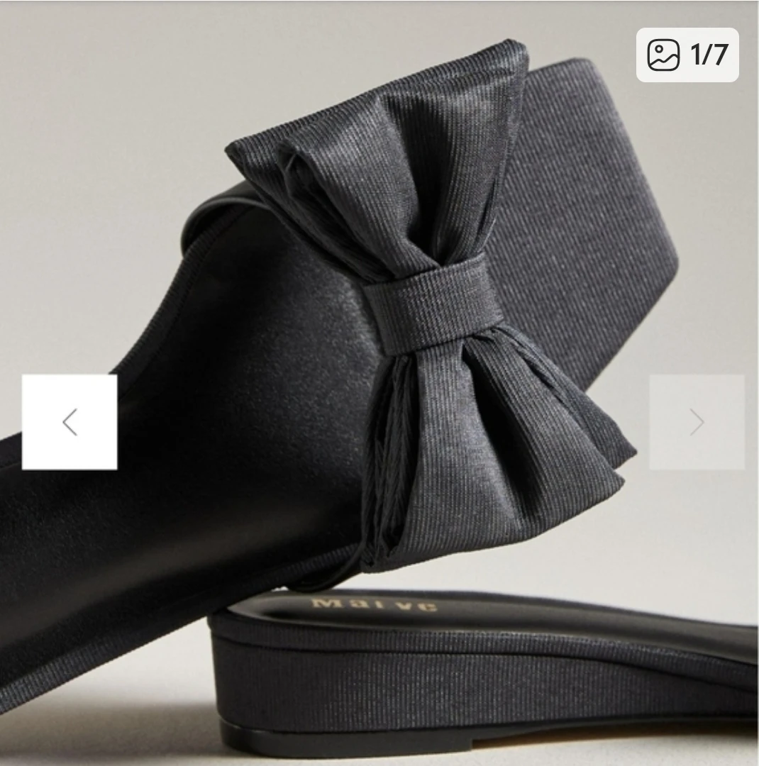 New Anthropologie Black Bow Slides - Size 6