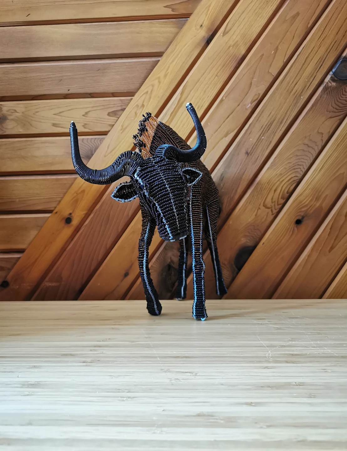 African Beaded Wildebeest Sculpture – Handmade Safari Decor - photo 4
