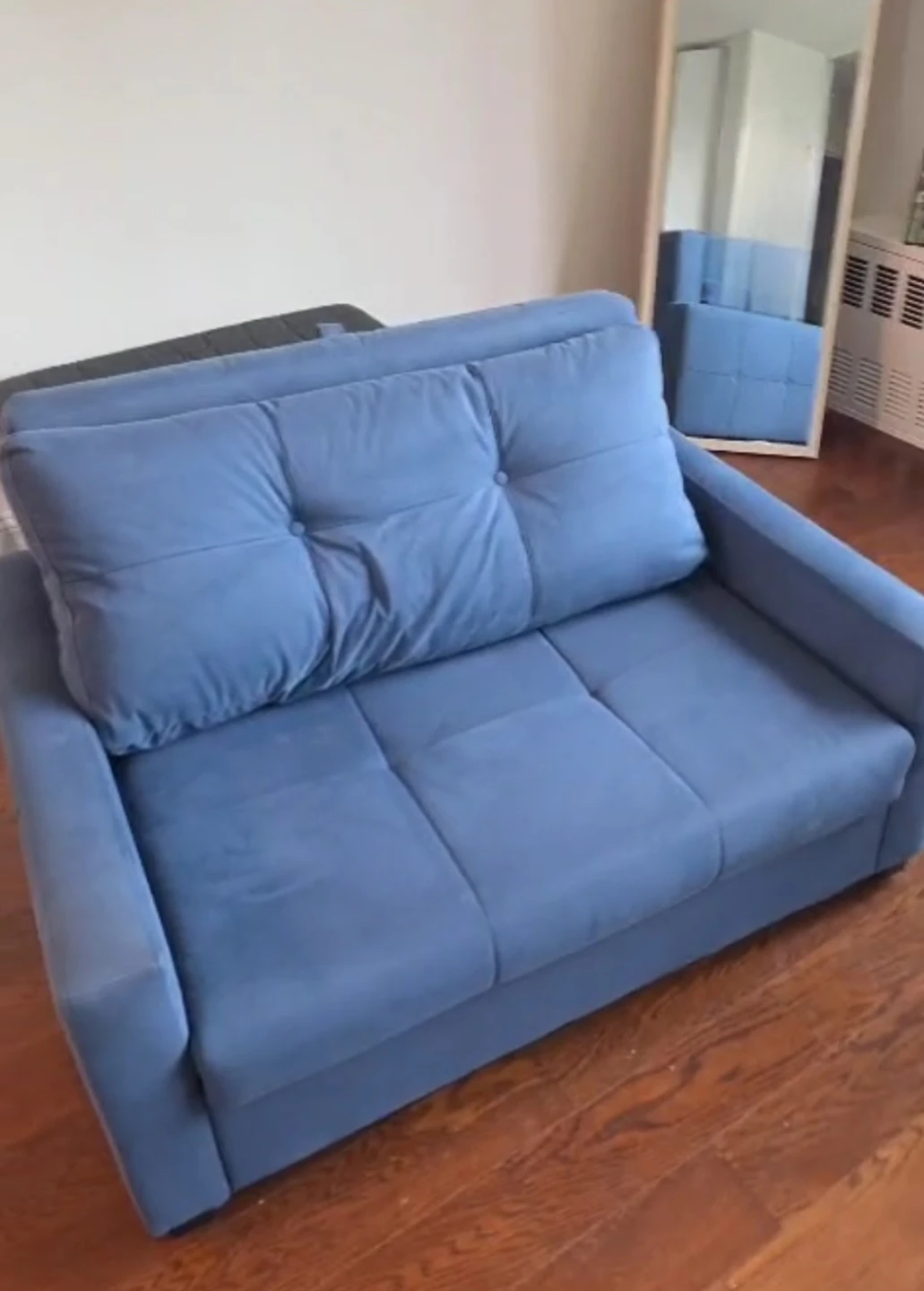 Blue Loveseat Sofa Bed with Chaise