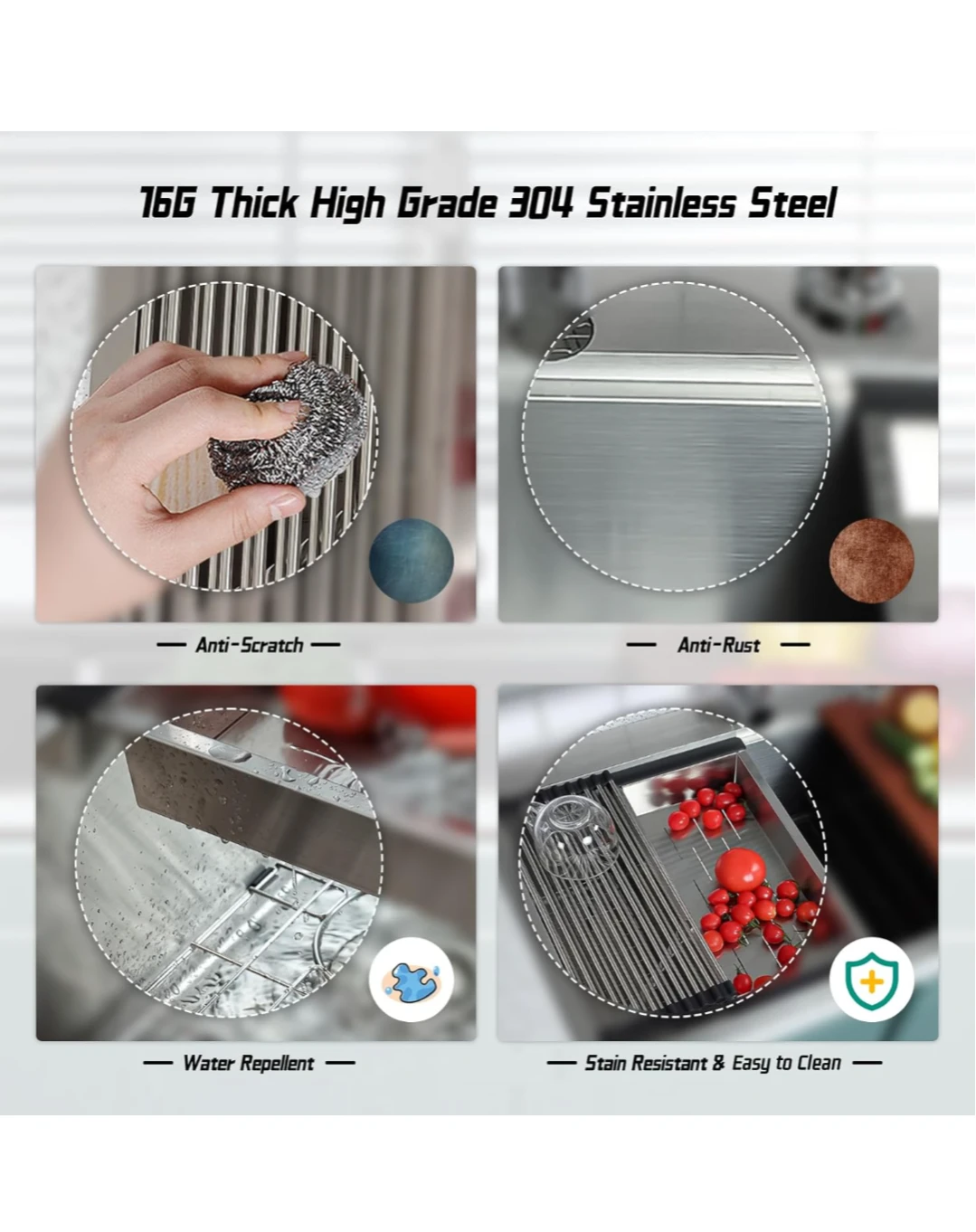 Stainless Steel Undermount Kitchen Sink with Accessories - photo 5