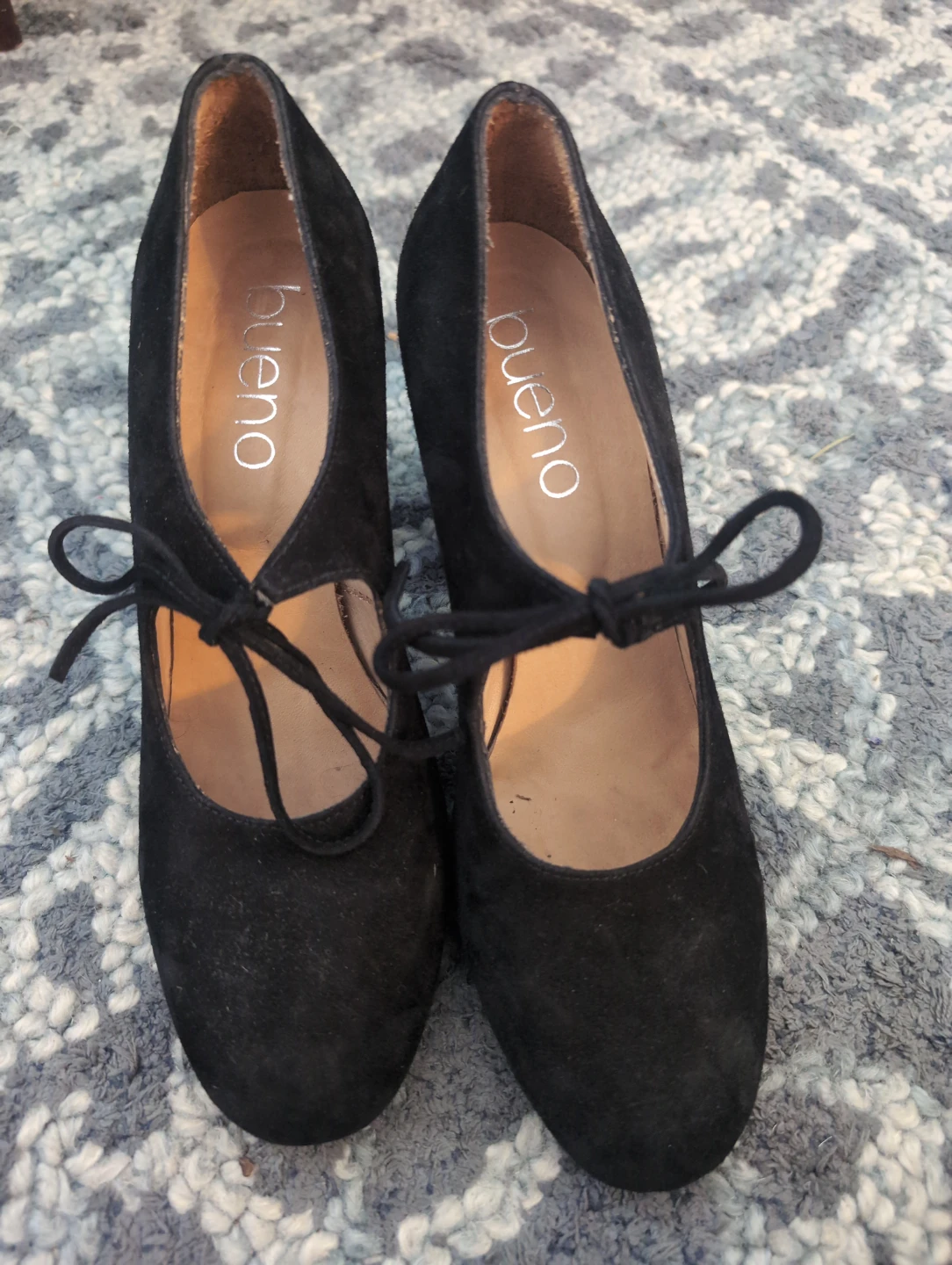 Bueno Black Suede Mary Jane Heels