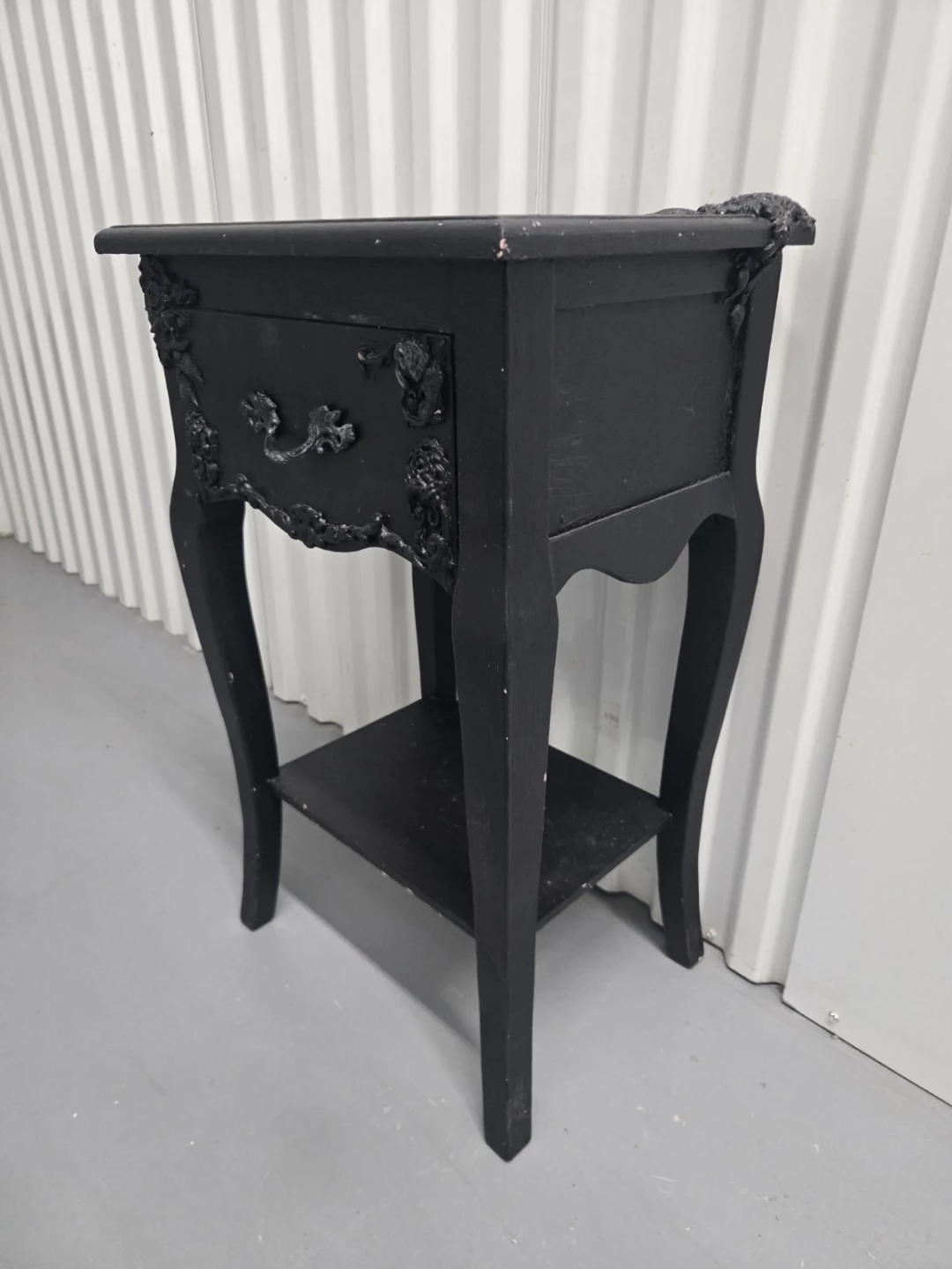 Black Vintage Nightstand with Drawer - photo 2