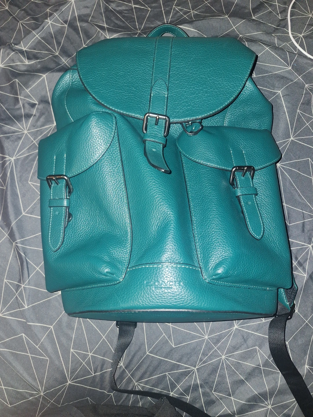 Teal Leather Coach Backpack