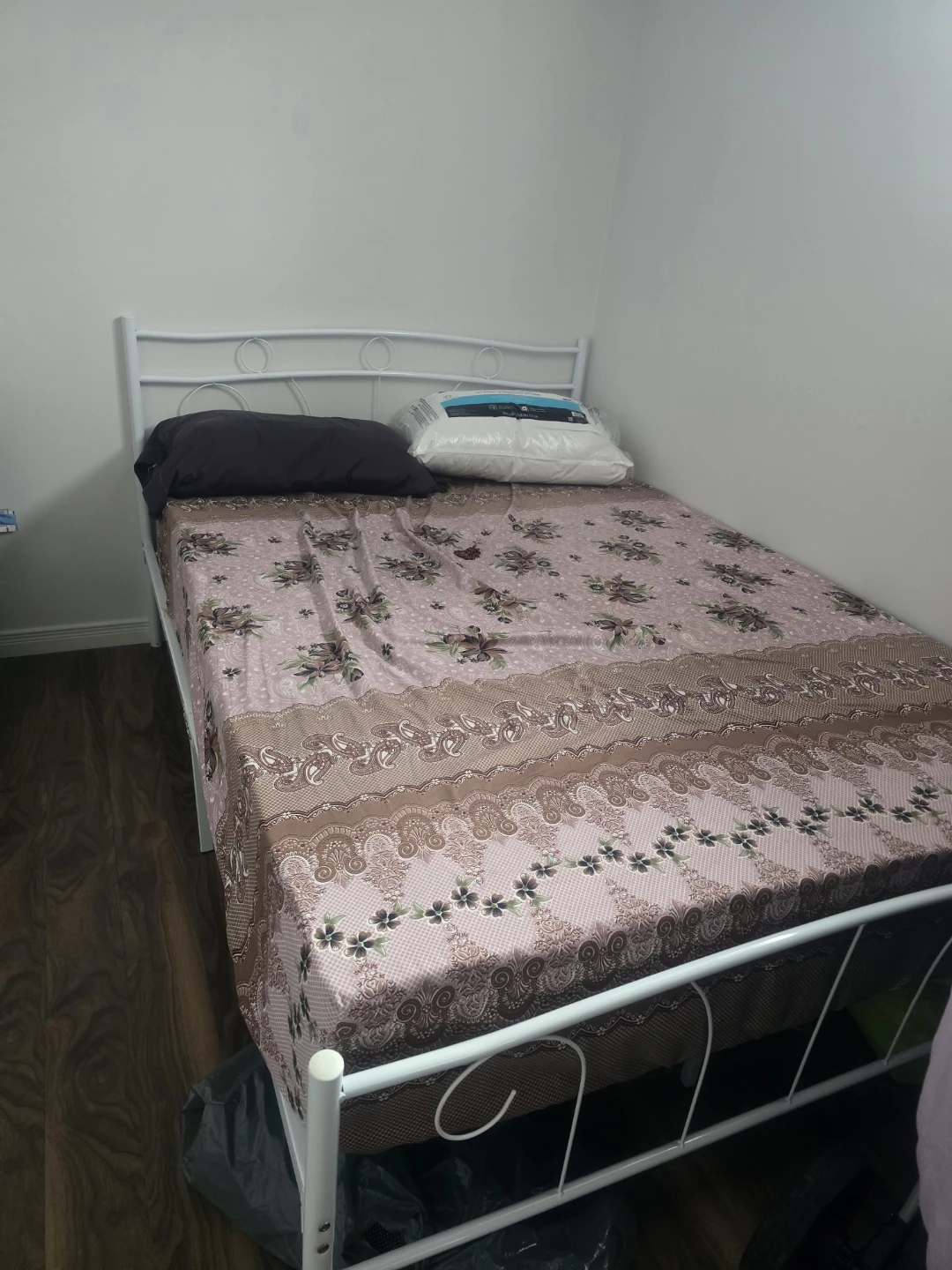 White Metal Bed Frame with  mattress