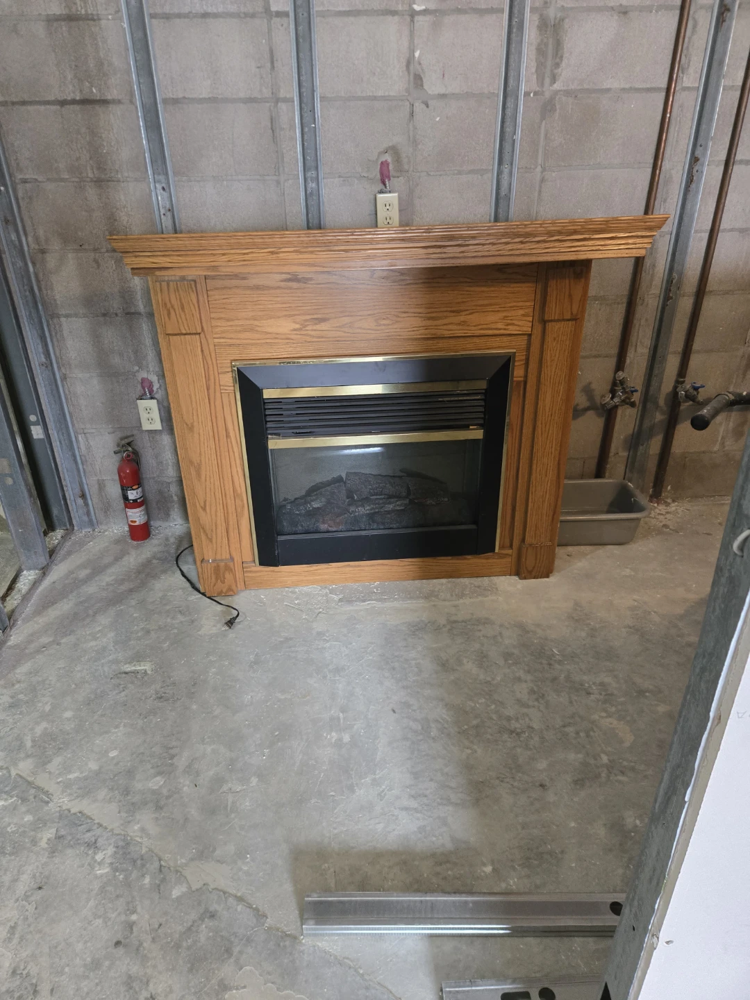 Oak Electric Fireplace with Glass Front - photo 2