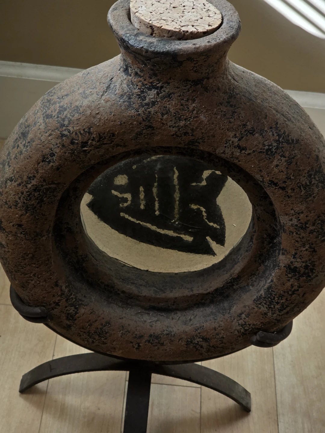 Decorative Round Bottle with Fish Design