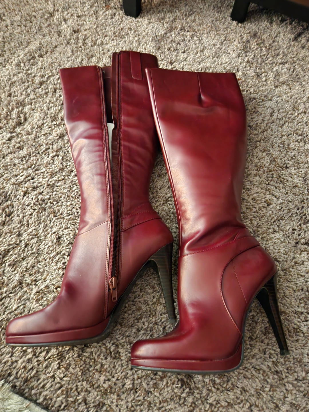 NINE WEST Women's Red Knee-High Stiletto Boots