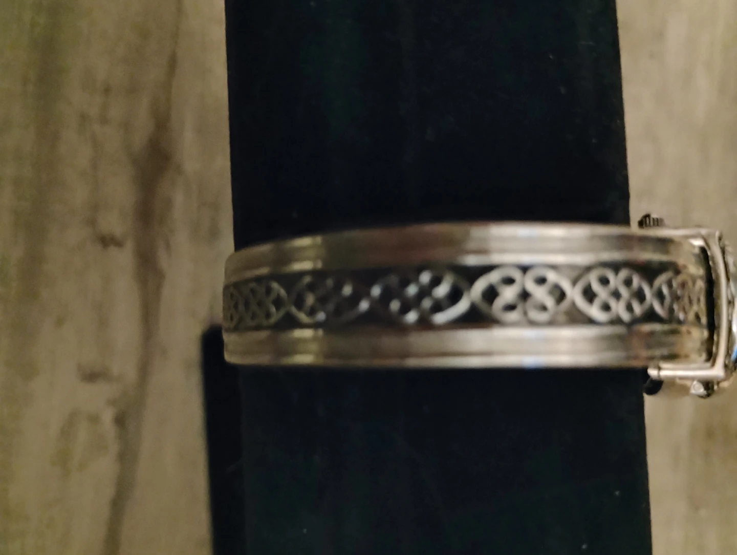 Ornate Silver-Tone Bangle Watch with Turquoise - photo 5