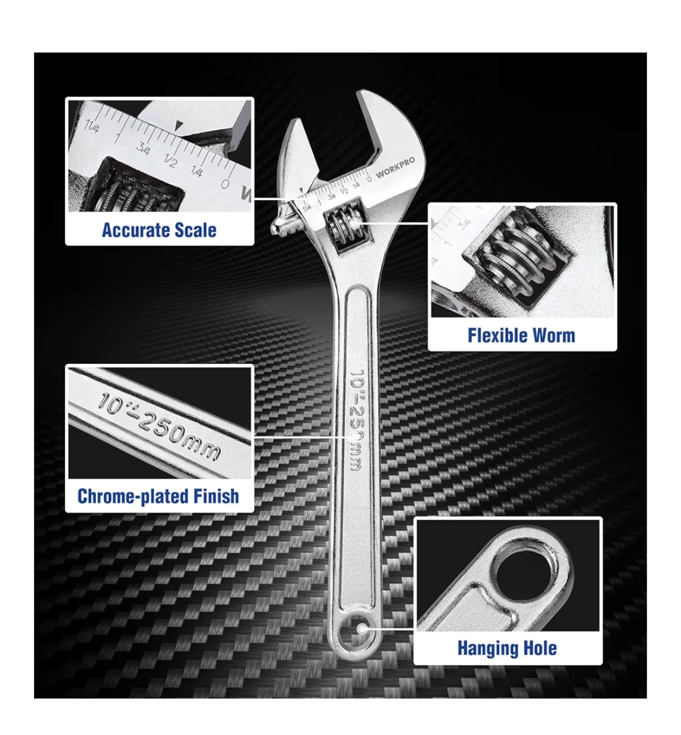 WORKPRO 4-Piece Adjustable Wrench Set - photo 3