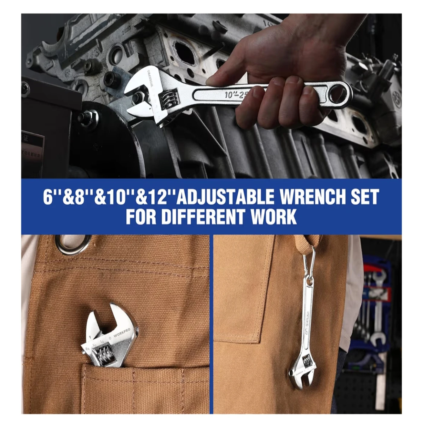 WORKPRO 4-Piece Adjustable Wrench Set - photo 4
