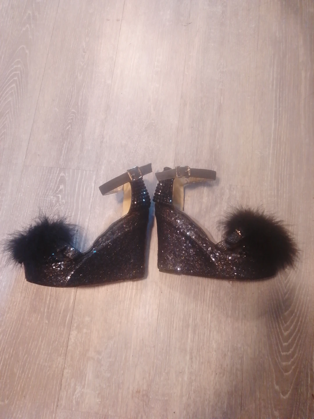 Black Fur Accent Stiletto Heels - photo 2