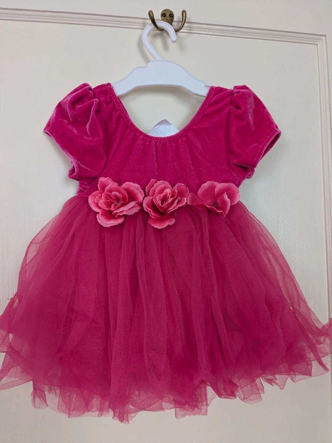 Pink Velour Tulle Dress - 18M/Medium