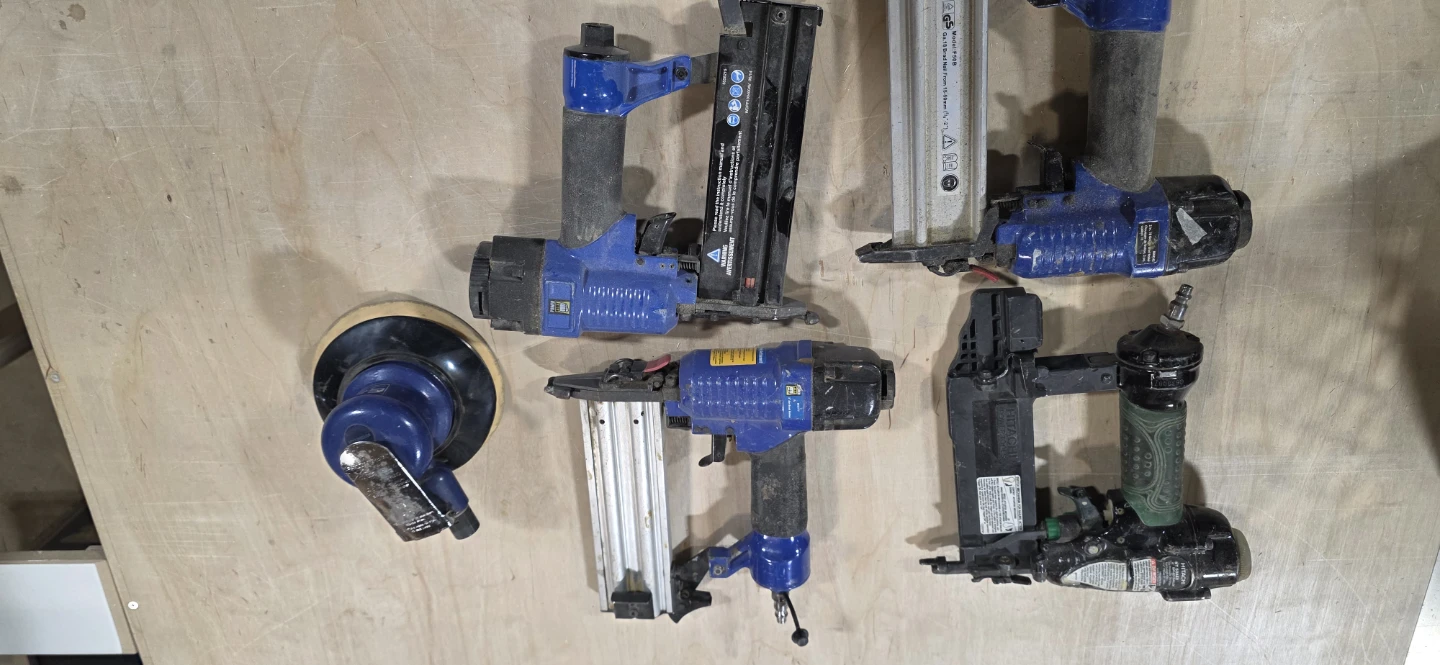 Lot of air nailers and one orbital sander