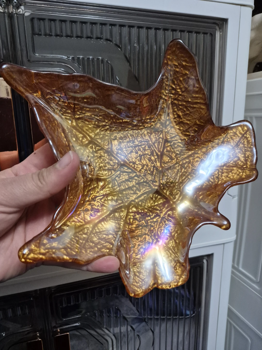 Amber Glass Leaf Shaped Dish - photo 3