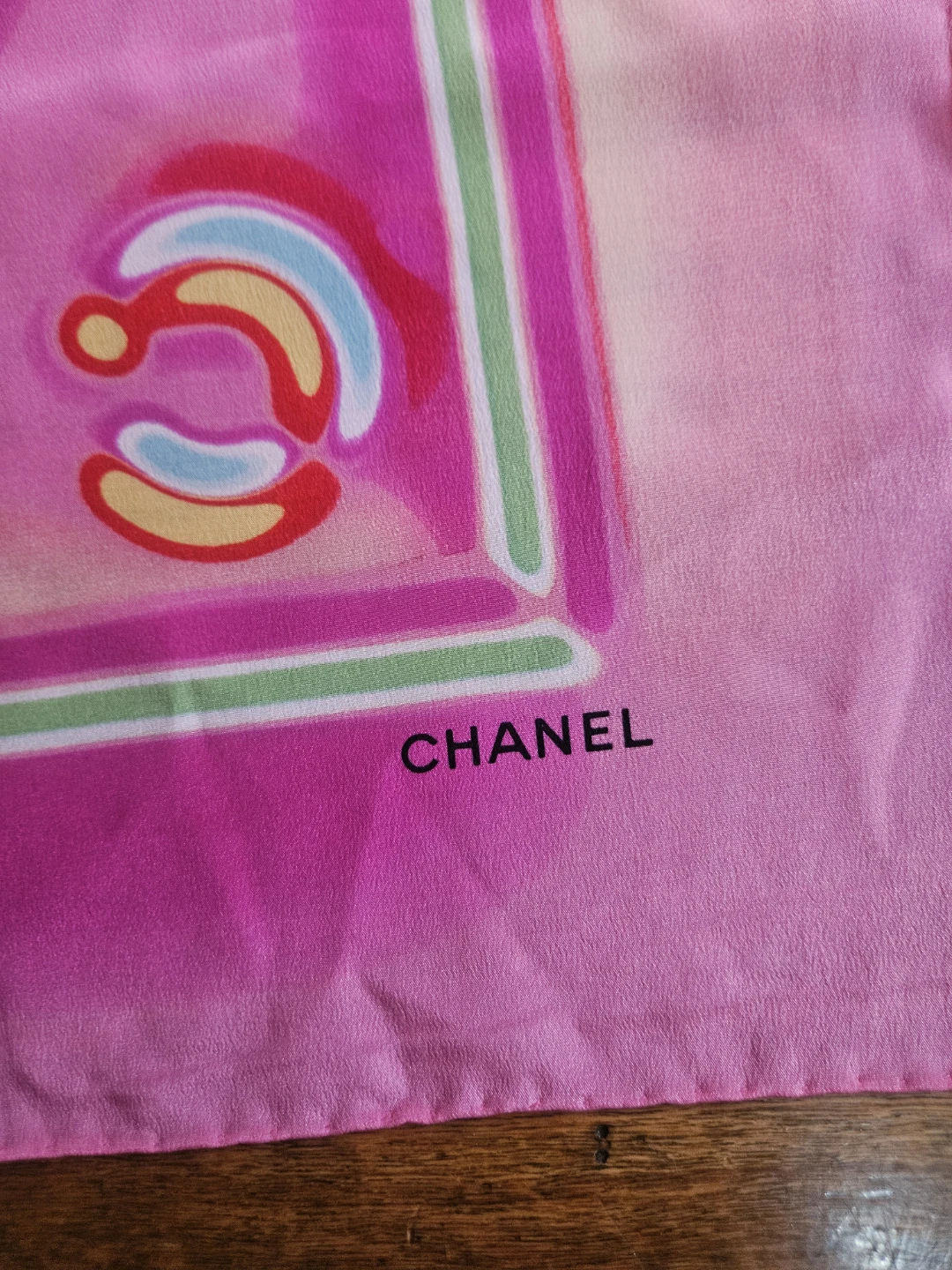 CHANEL Silk Scarf Pink CC Logo Print - photo 2