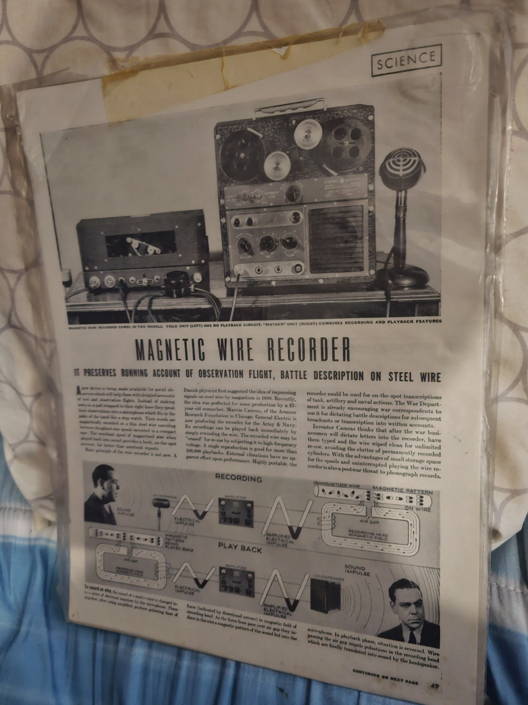 Vintage Magnetic Wire Recorder Article