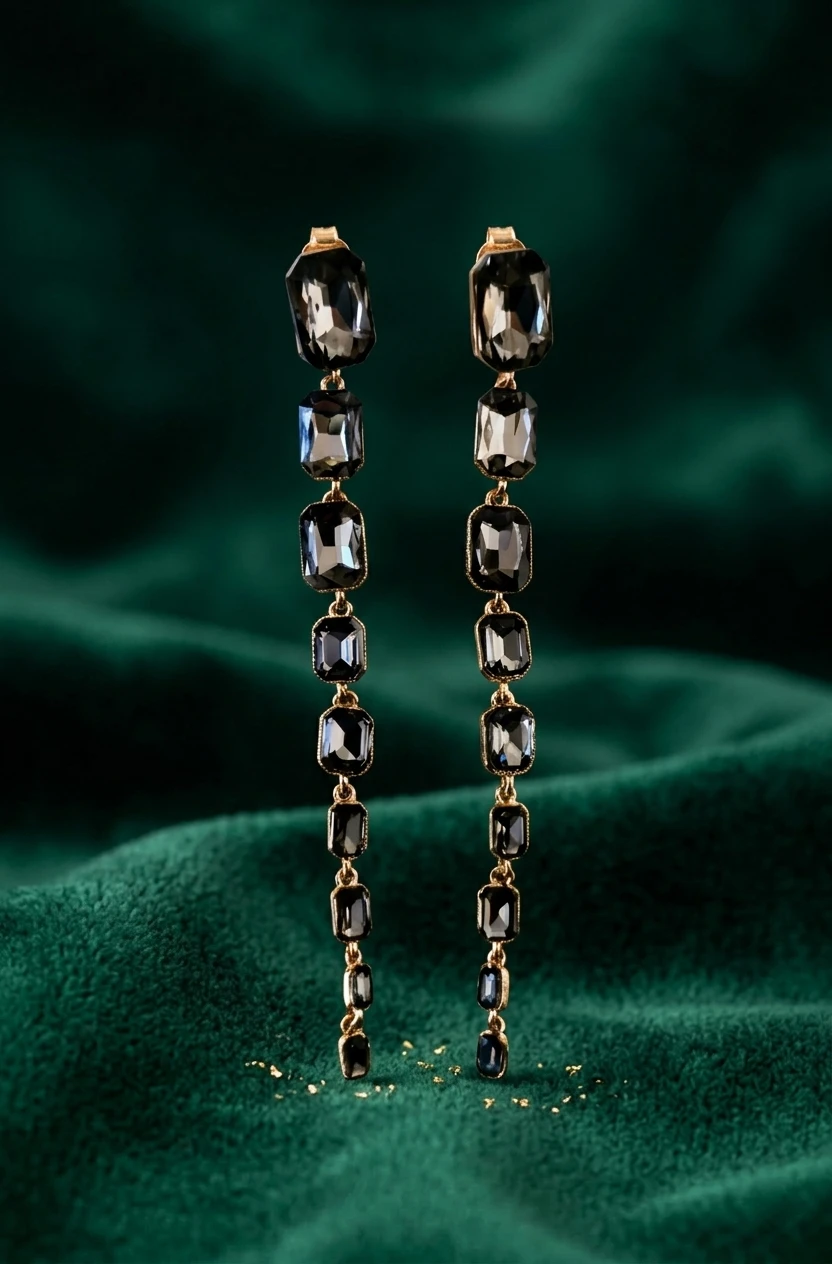Grey Gemstone Drop Earrings