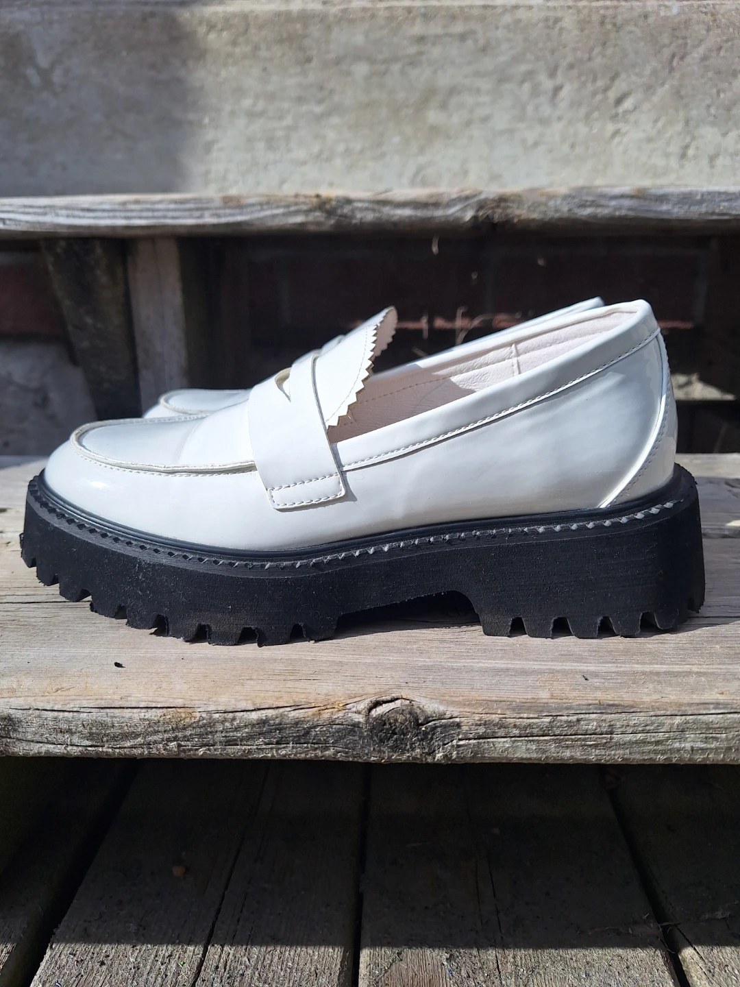 White Platform Loafers - Size 37