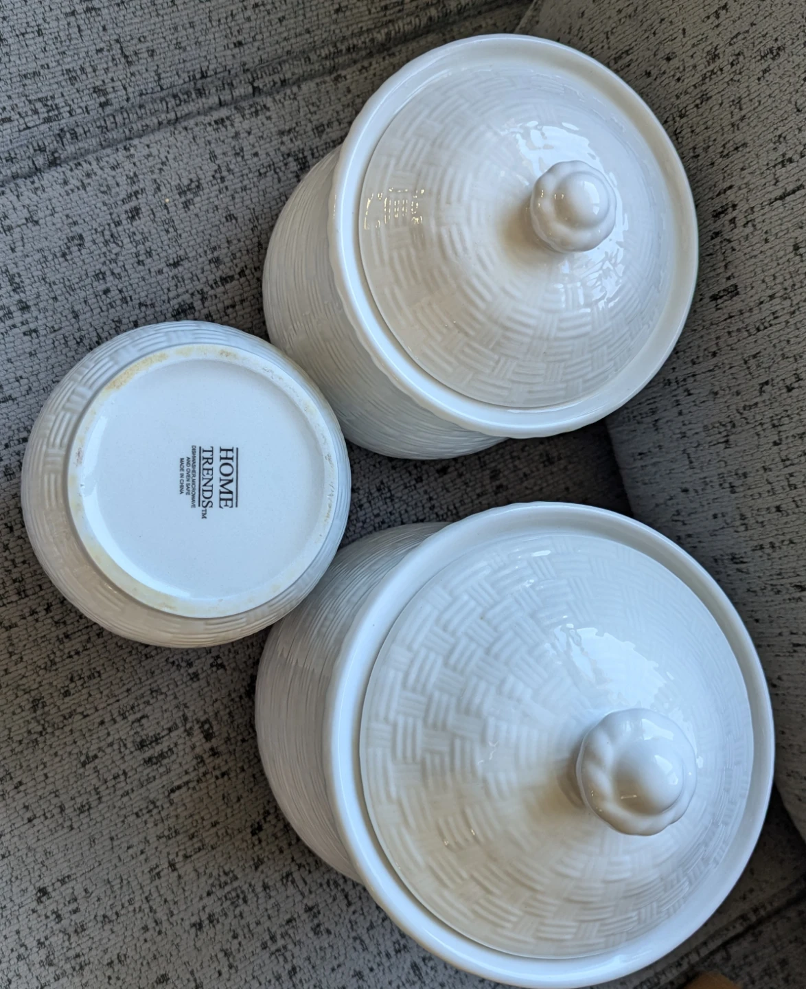 Home Trends White Ceramic Canisters (Set of 3)