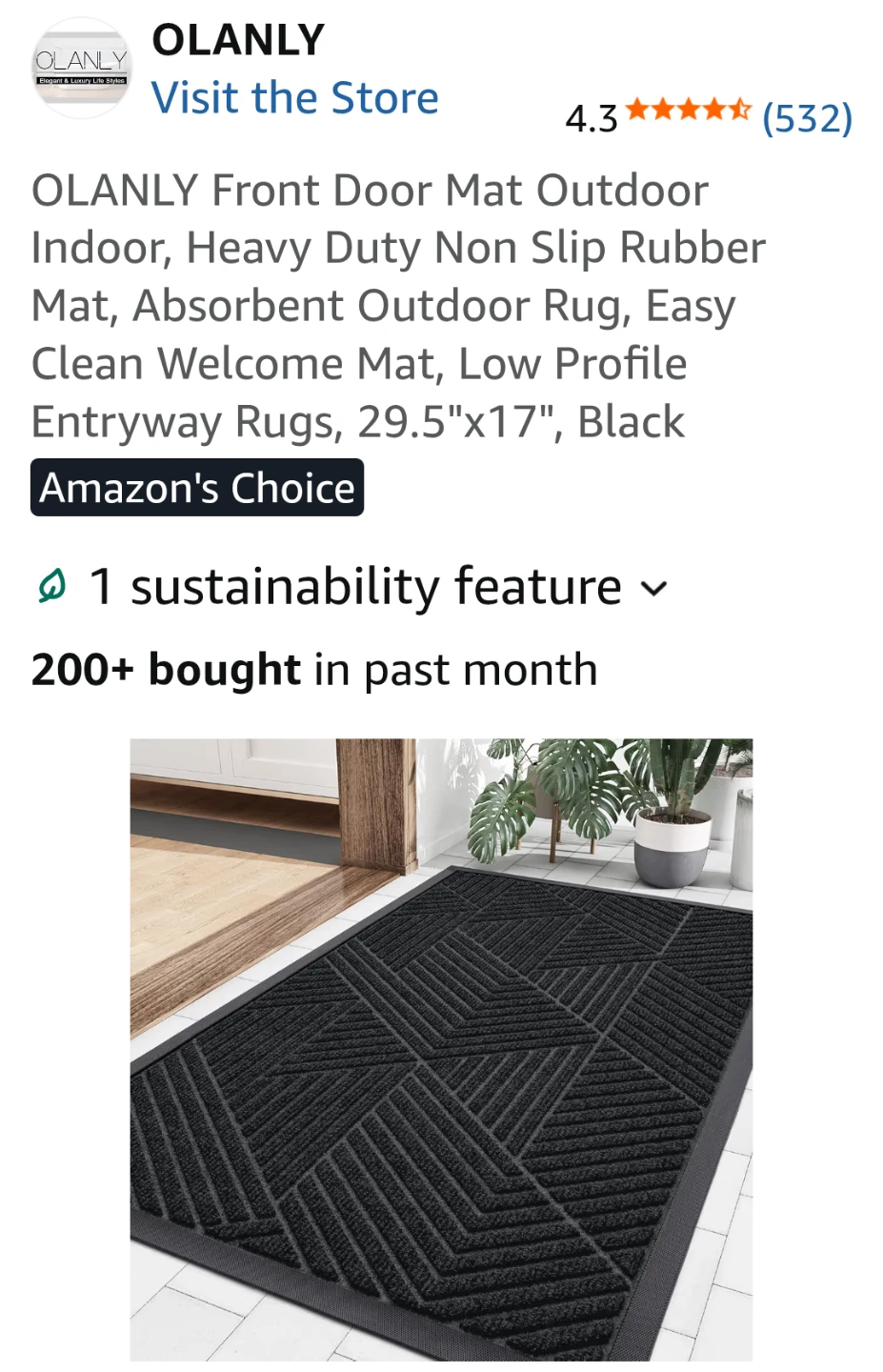 OLANLY Front Door Mat Outdoor Indoor Heavy Duty Non Slip mat - photo 2